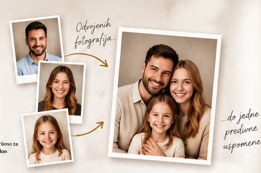 Primjer spajanja odvojenih fotografija u zajednički portret