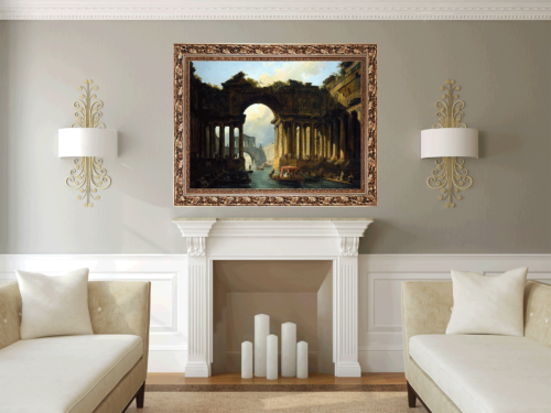 Robert Hubert - Architectural landscape with a channel
